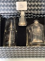 Foxwoods crystal whiskey decanter + 2 glasses