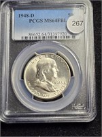 1948D Ben Franklin Half Dollar PCGS MS64FBL