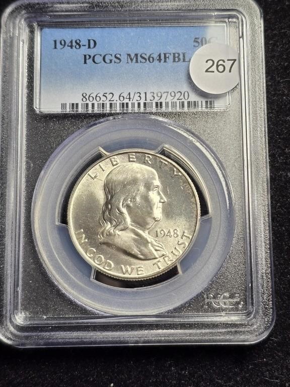 1948D Ben Franklin Half Dollar PCGS MS64FBL