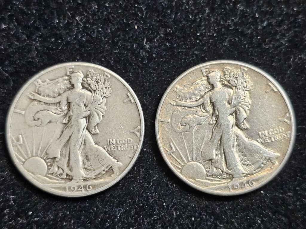 1946 & 1946D Liberty Walking Half Dollars (2)
