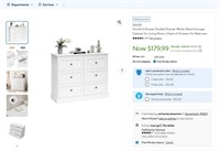 N3043  Homfa 6 Drawer White Dresser