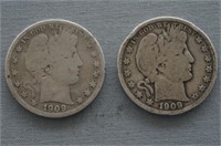 1909 and 1909-S Barber Silver Half Dollar