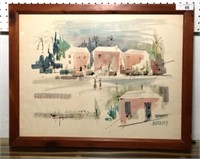 Abstract Framed Watercolor Signed Birdsey
