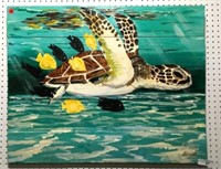Sea Turtle Painting on Board by Daniel Leggett