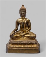 20th CENTURY LARGE BRASS BUDDHA SCULPTURE