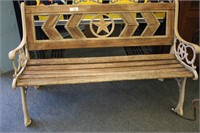 TEXAS STAR METAL AND WOOD BENCH