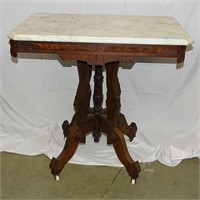 VICTORIAN MARBLE TOP TABLE 30X30X21