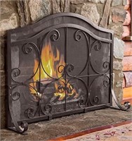 Metal Fireplace Screen Crest Arch 44" W x 33" H
