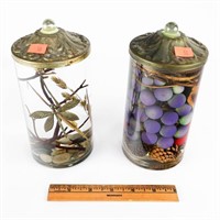 (2) Cylinder Multi Berry & Twig Decorative Dishes