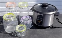Glass Kitchen Canisters & Rice Cooker