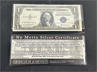 No Motto Silver Certificate