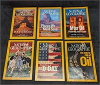 6 OIl & Americana National Geographic Magazines