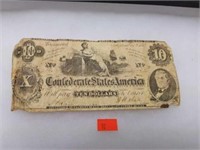 Richmond 10 Dollar Confederate Note 1869