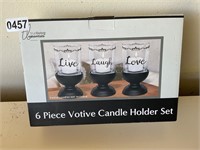 6 piece votive candle holder in box