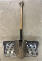 Snow shovel and a spade.