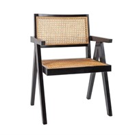 $485-22" x 21" x 31" Franco Cane Arm Chair, Black