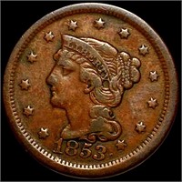 1853 Braided Hair Large Cent NICELY CIRCULATED