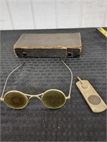 Antique AMERICAN OPTICAL yellow shooters glasses