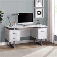 Deja 60 White Desk with Storage Drawers