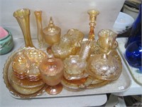 contemporary amber carnival glass