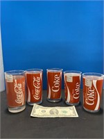Coca Cola glasses set of 5