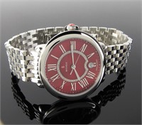 Michelle Serein Red Dial Diamond Wristwatch