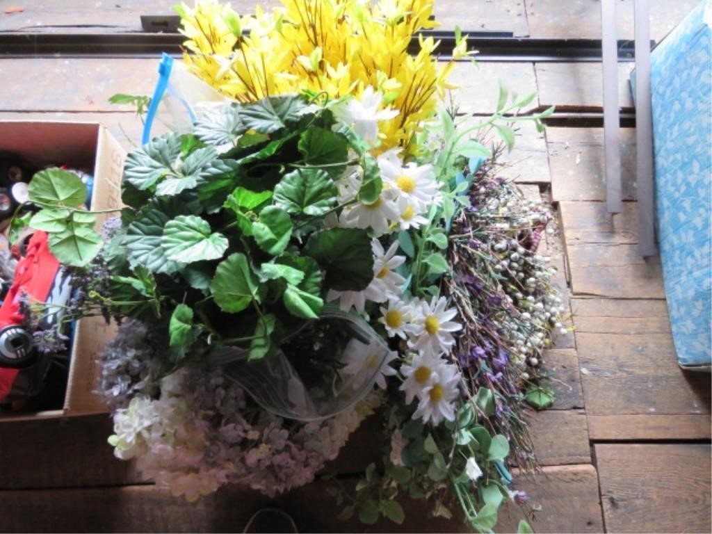 BOX OF ARTIFICIAL FLOWERS