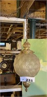 VTG FROSTED PATTERNED HANGING LAMP VERY NICE