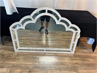 Scallop Top Faux Stone Framed Wall Mirror