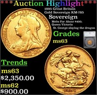 1895 Great Britain Gold Sovereign KM-785 Grades ms