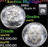 ***Auction Highlight*** 1992 Silver Eagle Dollar $