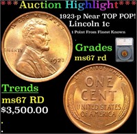 ***Auction Highlight*** 1923-p Lincoln Cent Near T