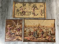 Trio of Vintage Western European Tapestries