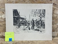 Vtg Lionel Berrymore Etching Print “Point Magu”