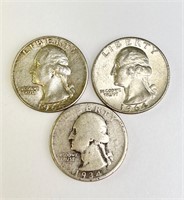 1934D & 64D Silver Washington Quarters