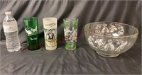 Vintage Tumblers / Glasses & Courting Couple Bowl