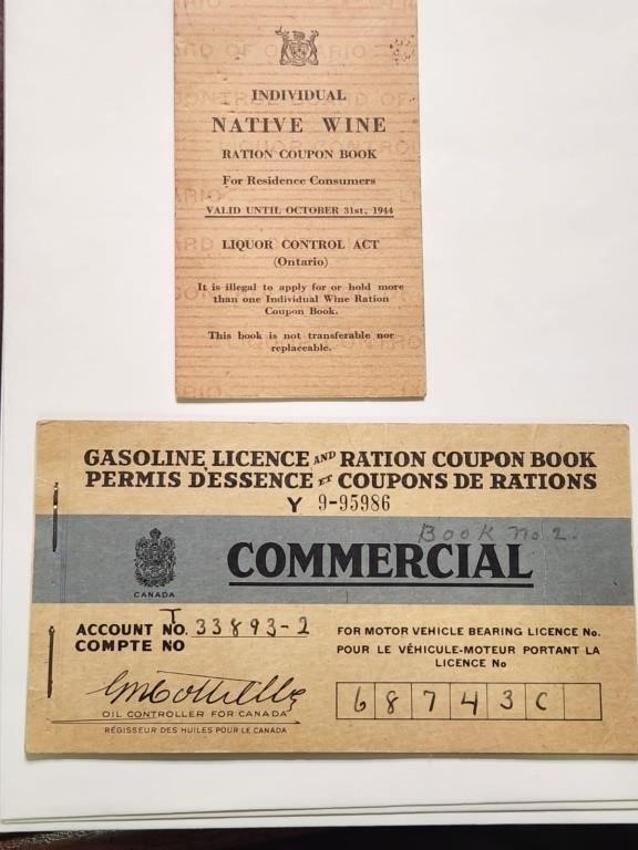 WW2 Canada Lot of 2 Gasoline Licence+more.19W2Y2
