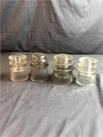 4 Glass Insulators Vintage