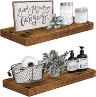 QEEIG 24 Floating Shelves  Set of 2  Brown