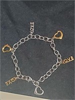 925 sterling silver Love chain bracelet 12.9g