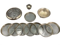 Sterling & Glass Coasters, Dish, Mini Pot