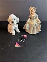 Vtg Chalk-Ware Figurine & Vtg Porcelain Poodle