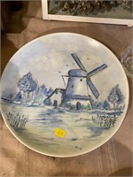 Delft Painted Plate and Crystal Vase