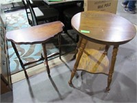 2 Vintage Side Tables: One Medium Walnut Finish De