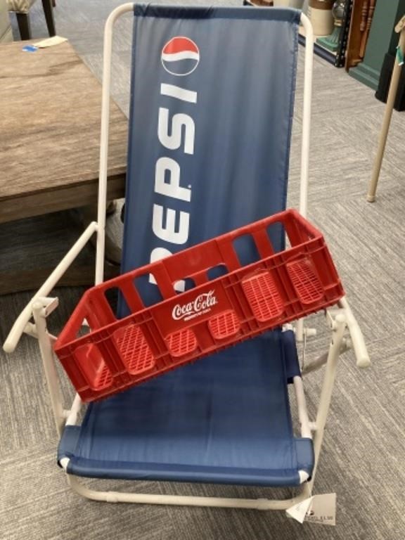 Pepsi Beach Chair and Coca-Cola Bottle Crate