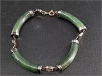 Jade link bracelet with mismatched clasp