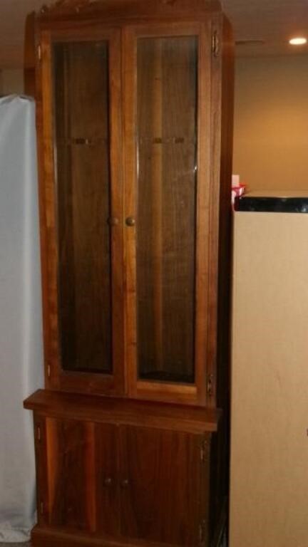 Wooden Gun Cabinet, Decorative Top