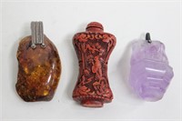 Lot of 3 Amber and Amethyst Pendant