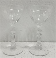 Pair of Gorgeous Small Crystal Stemmed Glasses