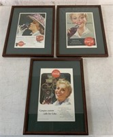 3 Framed Coca Cola Ads